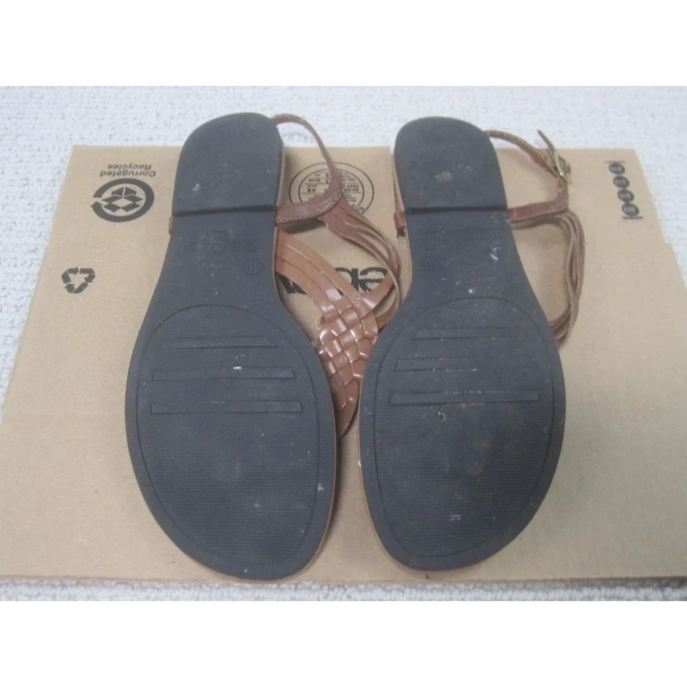 American Eagle Sandals Womens Size 10 Brown Braided Thong Slingback Strappy Flat